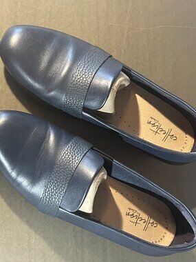 Clarks Shoes Women's 7.5 M Navy Leather Juliet Ariel Pumps (A13)